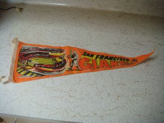 Vintage Sf Giants Baseball Pennant With Candlestick Park