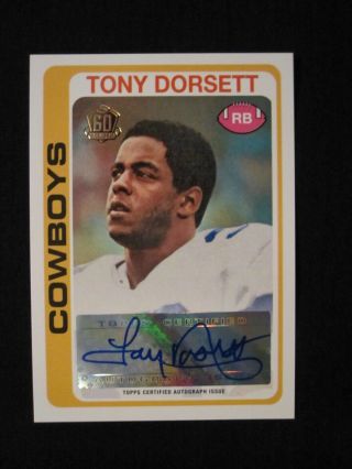 Tony Dorsett 2015 Topps 60th Anniversary Rookie Reprint Autograph Au Cowboys Hof