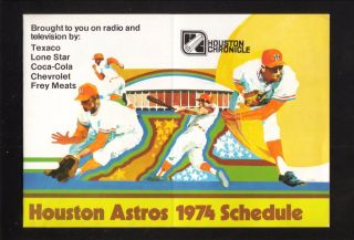 Houston Astros - - 1974 Pocket Schedule - - Houston Chronicle