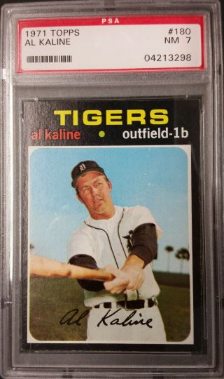 1971 Topps Baseball 180 Al Kaline HOF Detroit Tigers PSA 7 NM 3