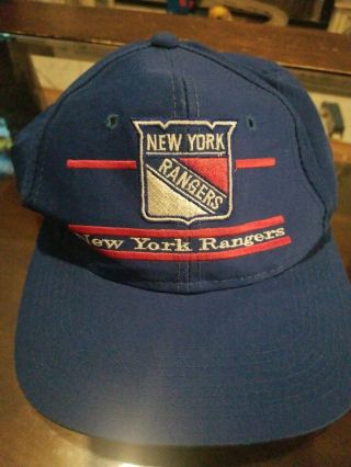 Vintage The Game York Rangers Snapback Hat - Osfa Blue Cap - Nhl Hockey