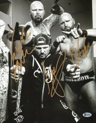 Luke Gallows Karl Anderson Aj Styles Signed Wwe 11x14 Photo Bas Bullet Club