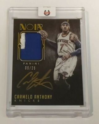 2014 - 15 Noir Carmelo Anthony 2 Color Patch Gold Ink On Card Auto Sp 9/25