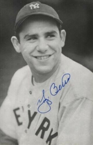 Yogi Berra Autographed York Yankees Vintage Rowe Postcard