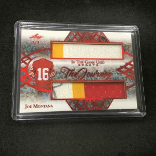 Joe Montana 2019 Leaf In The Game Sports Dual Patch Jersey Relic 2/3 Jk