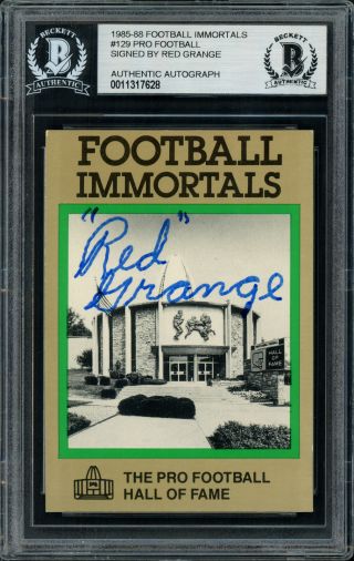 Red Grange Autographed 1985 Football Immortals Card Bears Beckett 11317628