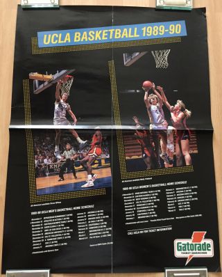 Vintage 1989/90 Ucla Bruins College Basketball Schedule Poster Trevor Wilson