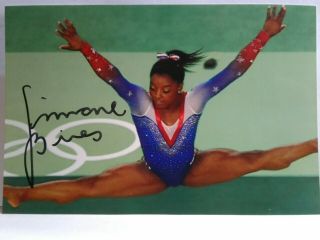 Simone Biles Authentic Hand Signed 4x6 Photo - Olympic Gold Medal Gymnast