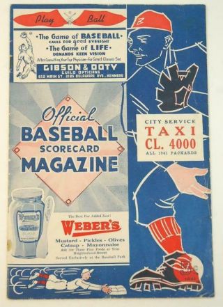 1941 Buffalo Bisons Minor League Baseball Schedule Scored & Loose
