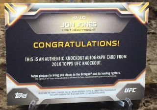 2016 Topps UFC/Knockout JON JONES (98/125) (BONES) SP AUTO CARD UFC 239 2
