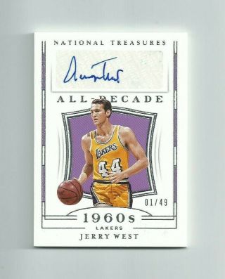 2018 - 19 National Treasures Jerry West All - Decade Signatures,  Serialized 1/49