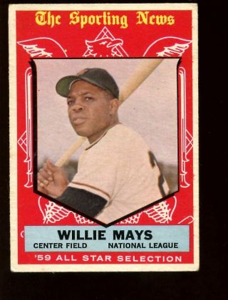 1959 Topps Baseball Card High 563 Willie Mays All Star Ex