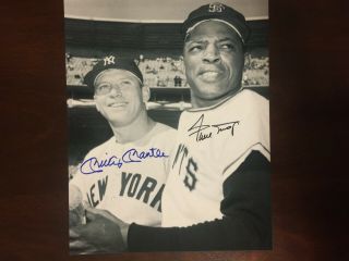 Mickey Mantle Willie Mays 8x10 Signed