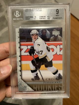 Sidney Crosby 2005 - 06 Ud Rookie Card 201 Young Gun Bgs 9,  0.  5 Away From 9.  5