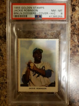 1955 Golden Stamps Brooklyn Dodgers Jackie Robinson Psa 8 Hand Cut Cover