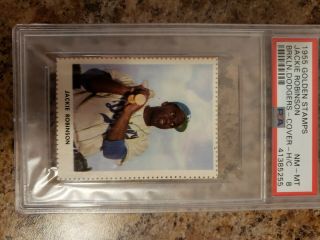 1955 Golden Stamps Brooklyn Dodgers Jackie Robinson PSA 8 hand cut cover 3