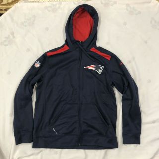Nike Nfl England Patriots Blue Zippered Hoodie Size Large
