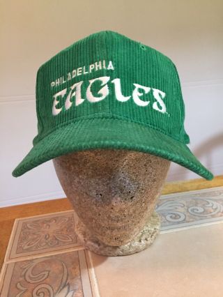 Philadelphia Eagles Vintage 90’s Throwback Corduroy Snapback Hat Kelly Green