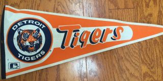 1980”s Vintage Detroit Tigers Mlb Baseball Pennant Throwback Flag