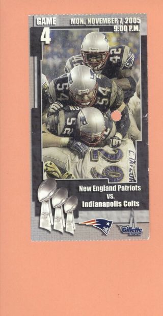 Indianapolis Colts At England Patriots 11 - 7 - 2005 Ticket Peyton Manning Photo