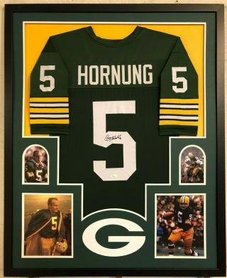 Framed Green Bay Packers Paul Hornung Autographed Signed Jersey Jsa