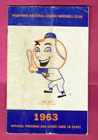 1963 Official Program Score Card York Mets - - Polo Grounds 24 Pages - - Unmarked