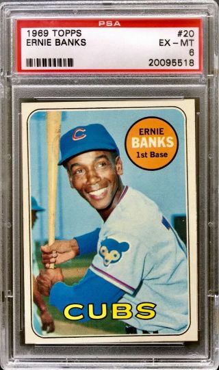 1969 Topps 20 Ernie Banks Chicago Cubs Psa 6 " Mr.  Cubbie " Hof