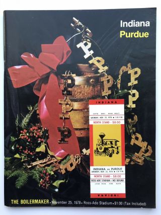 Purdue Vs.  Indiana Football 1978 Program Ticket Stub Big Ten Old Oaken Bucket