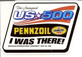 1996 U.  S.  500 Cart Indy Car Sticker Indianapolis 500 Michigan Speedway Penske