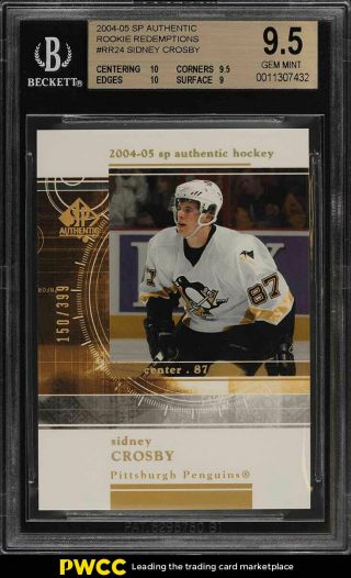 2004 Sp Authentic Redemptions Sidney Crosby Rookie Rc /399 Rr24 Bgs 9.  5 (pwcc)
