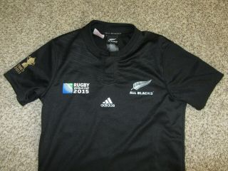 Zealand All Blacks Adidas Rugby Jersey Youth M 2015 Rugby World Cup Irb Kid