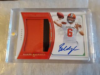 Baker Mayfield 2018 National Treasures 2 Color Patch Autograph 11/25