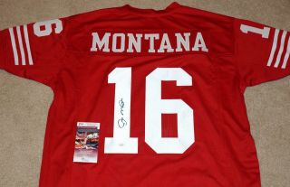 Joe Montana San Francisco 49ers Signed Red Football Jersey,  Jsa Witness