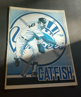 Catfish Hunter Day Program - Color Poster Extremly Rare York Yankees