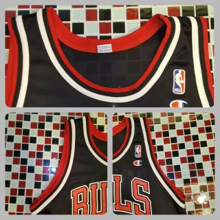VTG 90 ' s Michael Jordan Chicago Bulls BLACK Basketball Jersey 23 Champion SZ 44 7