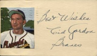 Sid Gordon Autographed Boston Braves Vintage 1951 Govt.  Postcard