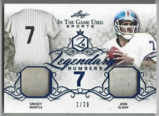 2019 Leaf In The Game Mickey Mantle And John Elway Dual Jersey 1/20