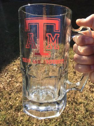 Vintage Texas A&m University Aggies Large Stein Glass Beer Mug 32oz