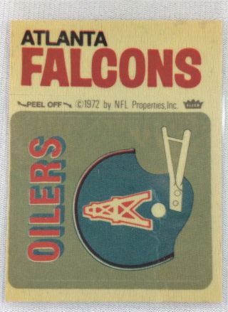 Nfl 1972 - 74 Fleer Team Football Sticker - Atlanta Falcons - Houston Oilers