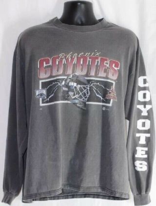 Vintage 90s Phx Coyotes Long Sleeve T Shirt Mens Xl Hockey Nhl Aztec Logo Salem