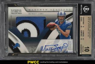 2009 National Treasures Matthew Stafford Rookie Rc Auto Patch /99 Bgs 10 (pwcc)