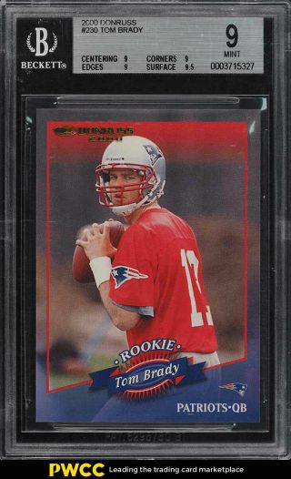 2000 Donruss Football Tom Brady Rookie Rc /1325 230 Bgs 9 (pwcc)