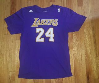 Kobe Bryant 24 Adidas Los Angeles Lakers Purple Nba T - Shirt Adult Size Large