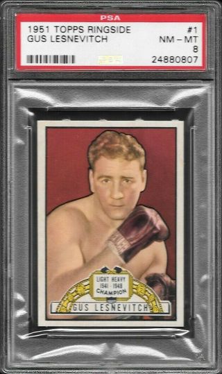 1951 Topps Ringside Boxing 1 Gus Lesnevitch Psa 8 Nm - Mt Registry Set Break
