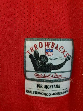 Joe Montana San Francisco 49ers Mitchell & Ness Reebok Red NFL Jersey Sz 48 5