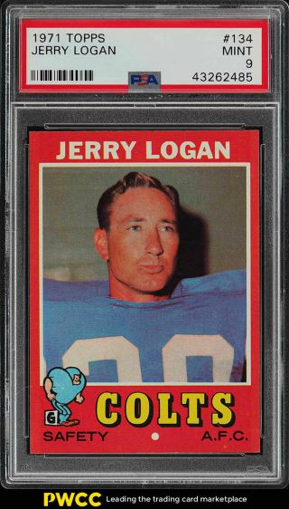 1971 Topps Football Jerry Logan 134 Psa 9 (pwcc)