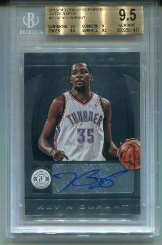 2013 - 14 Panini Totally Certified Kevin Durant Auto Autograph Bgs 9.  5/10