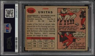 1957 Topps Football Johnny Unitas ROOKIE RC 138 PSA 6 EXMT (PWCC) 2