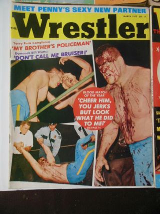 6 Vintage 1960 ' s Bloody Gory Cover Wrestling Magazines 2