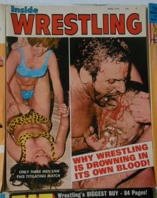 6 Vintage 1960 ' s Bloody Gory Cover Wrestling Magazines 3
